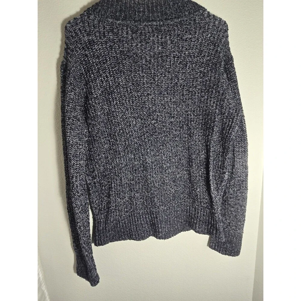 Tommy Hilfiger Navy White Marled Knit V-Neck Sweater Women’s Large - Picture 3 of 14